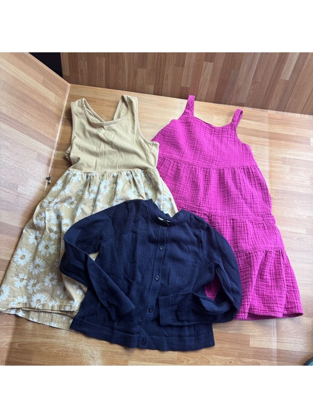 Gap sundress, cardigan bundle, size 5/6, navy blue, hot pink , and print